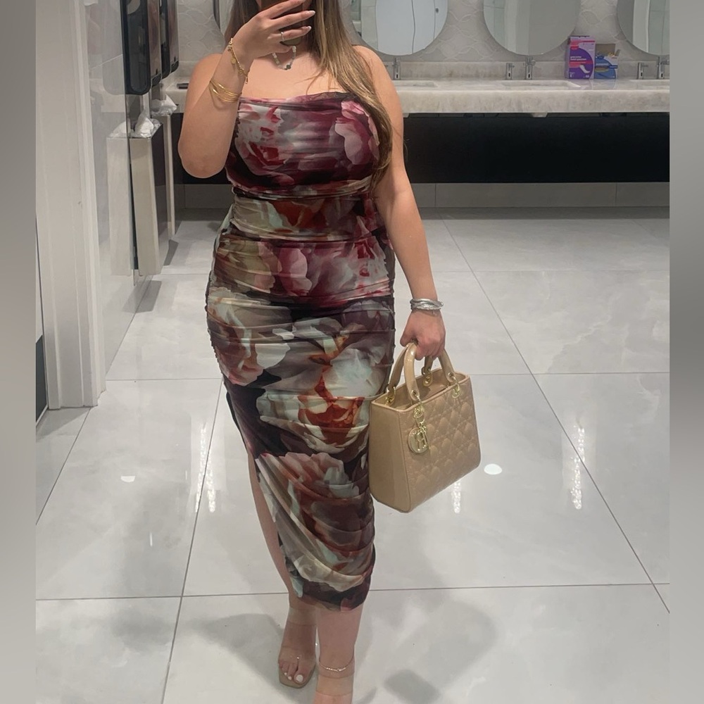 Express Strapless Dress in Multicolor Floral